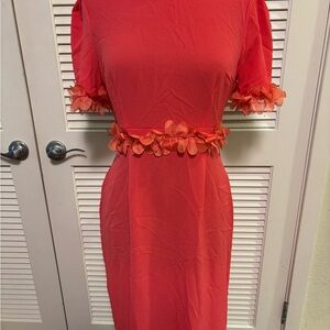 Embellished Orange Red Sheath Midi Dress for Wedding